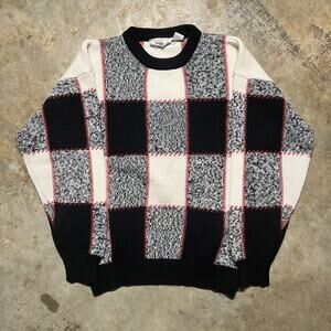 Vintage 90s Country Suburbans Black Pattern Acrylic Sweater